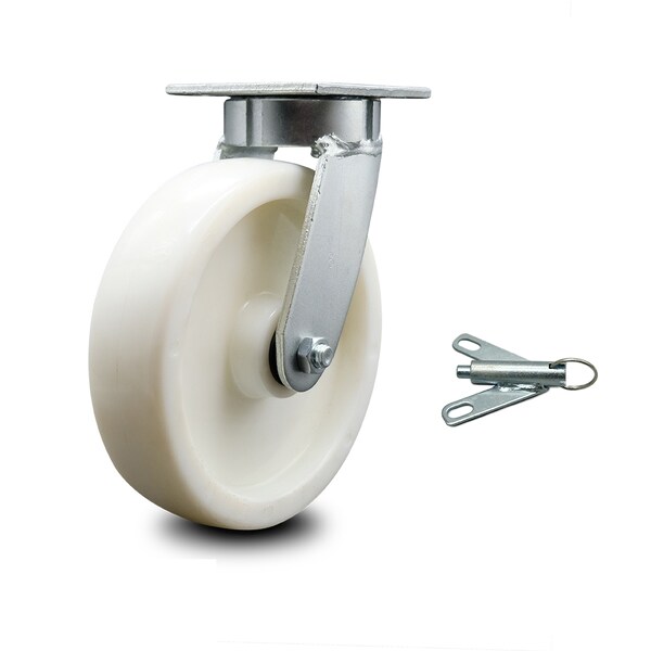 8 Inch Kingpinless Nylon Wheel Swivel Caster with Swivel Lock
